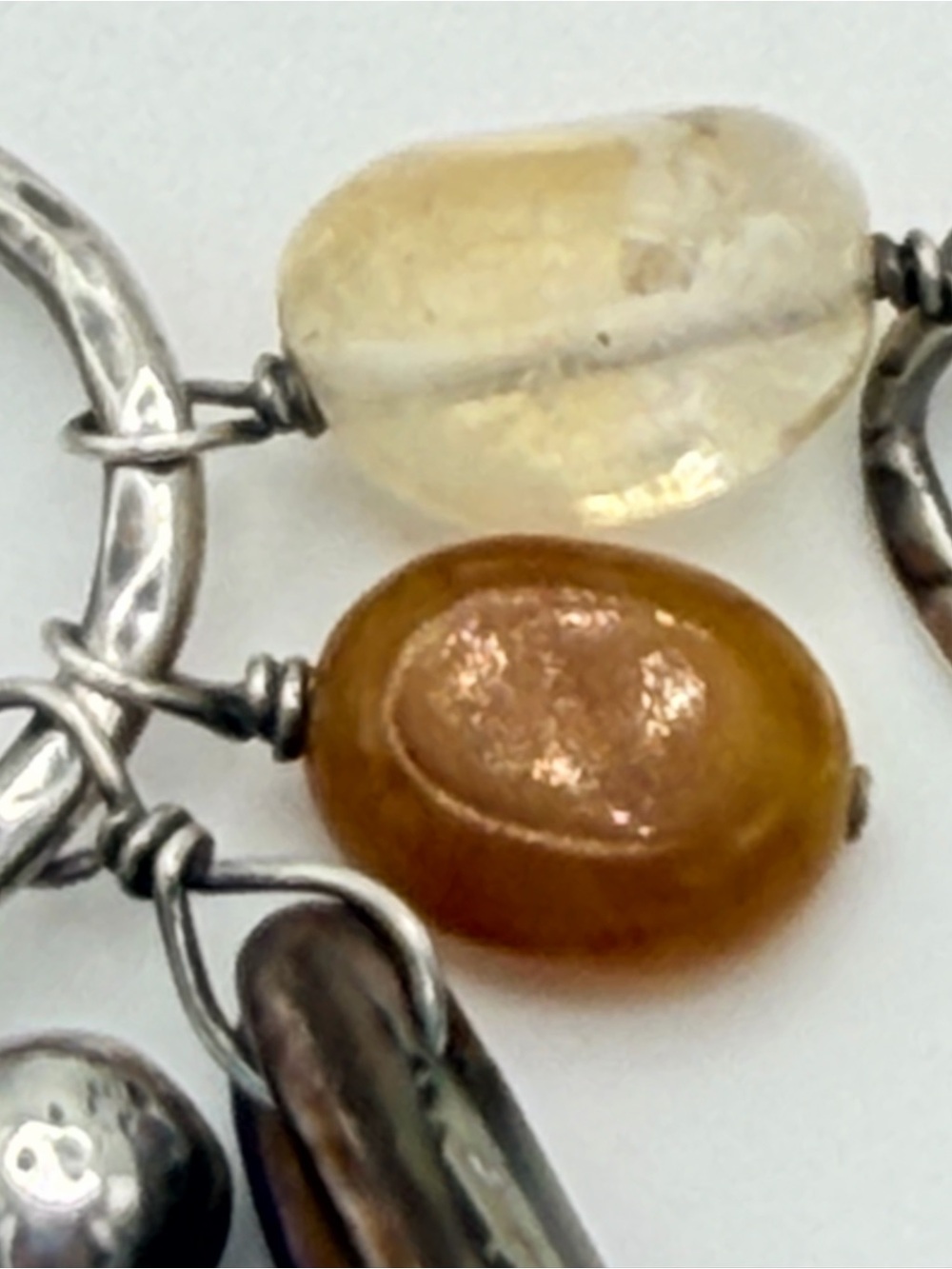 Silpada Vintage Sterling & Leather Citrine, Carnelian & Shell Necklace - Picture 8 of 16